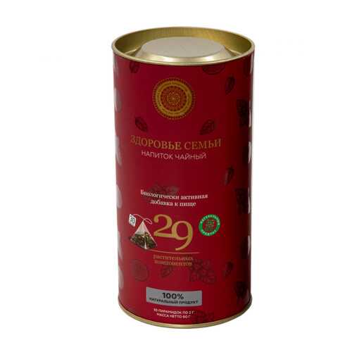 Чай Фабрика Здоровых Продуктов Здоровье семьи, чёрный 30 пирамидок для чайника в Шелл