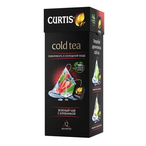 Чай Tea.ru Curtis Cold Tea. Зеленый чай с клубникой, чёрный с добавками, 12 пирамидок в Шелл
