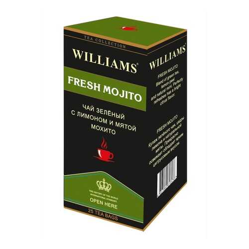 Чай Williams Fresh Mojito, зеленый с лимоном и мятой мохито, 25 пакетиков в Шелл