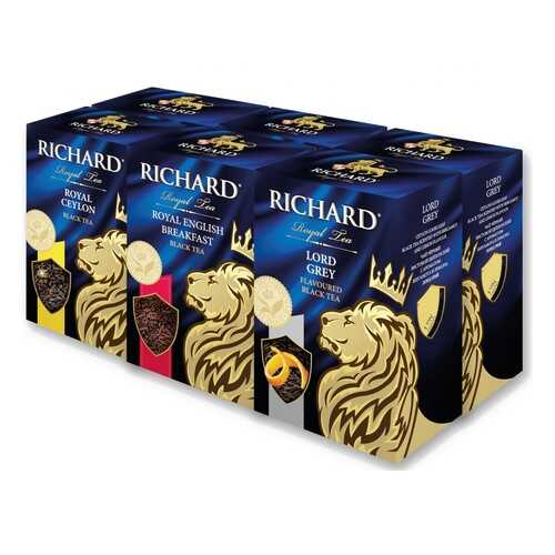 Набор чая Richard Royal Ceylon, Royal English Breakfast, Lord Grey черный листовой 6*90 г в Шелл