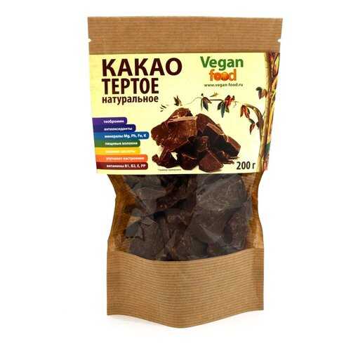 Какао-тертое натуральное Vegan Food 200 г в Шелл