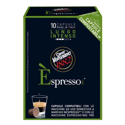 Капсулы Vergnano e`spresso lungo intenso для кофемашин Nespresso 10 капсул в Шелл