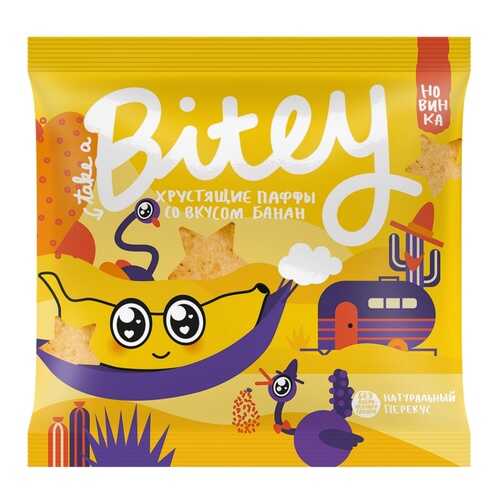 Экструдированные мультизлаковые фигурки Take a Bitey Паффы со вкусом Банан, 20 гр в Шелл