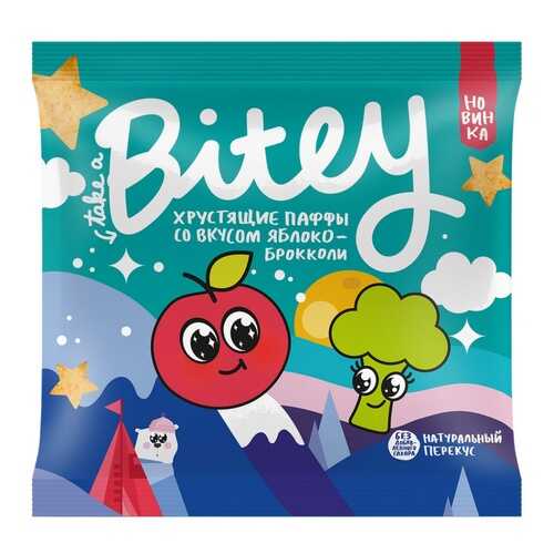 Экструдированные мультизлаковые фигурки Take a Bitey Паффы со вкусом Яблоко-Брокколи 20 г в Шелл