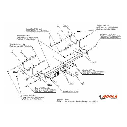 Imiola Фаркоп Renault Sandero 2008-2014, включая Stepway твердое крепление (с электрикой) в Шелл