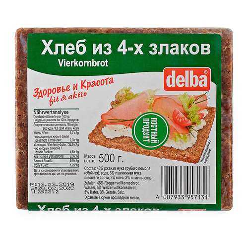 Хлеб Delba из 4-х злаков, 500 гр. в Шелл