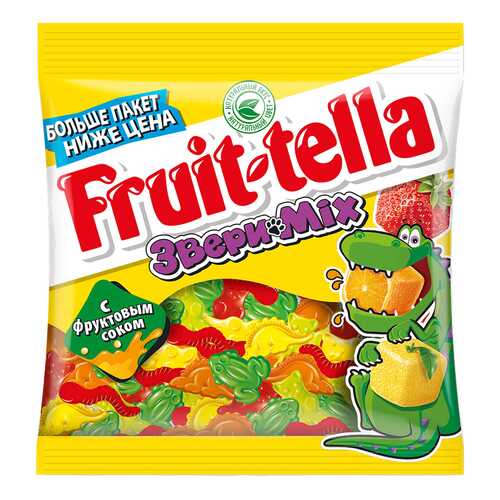 Мармелад Fruit-tella звери mix жевательный с натуральным фруктовым соком 150 г в Шелл