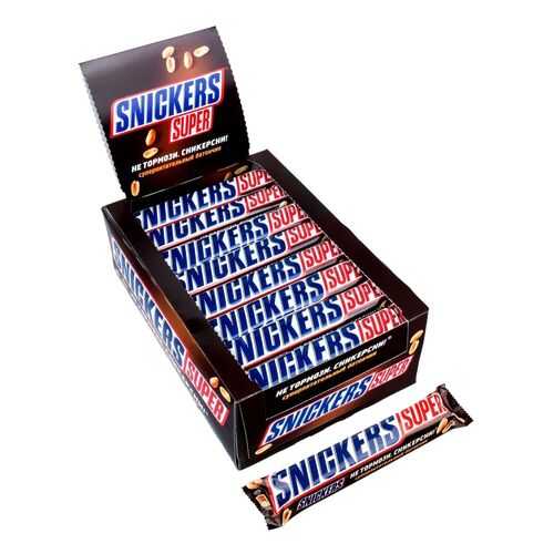 Батончик шоколадный Snickers Super коробка 32 штуки по 95 г в Шелл