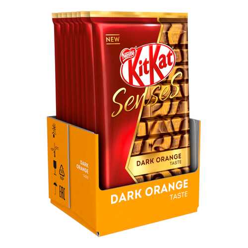 Молочный шоколад и тёмный шоколад KITKAT SENSES DARK ORANGE TASTE, с вафлей 8 шт по 112 гр в Шелл