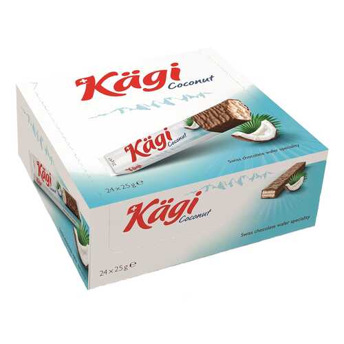 Вафли Kaegi Coconut с кокосовым крем в молочном шоколаде 24*25 г в Шелл