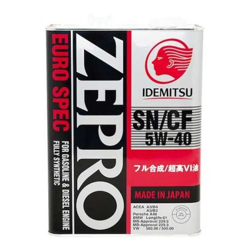 IDEMITSU Масло Моторное Idemitsu Zepro Euro Spec 5w40 Синтетическое 4 Л 1849004 в Шелл
