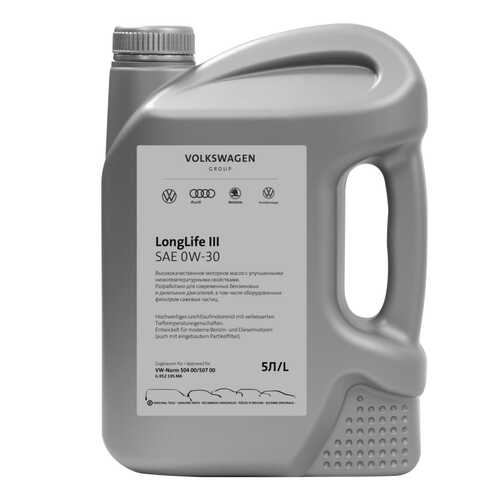 Моторное масло VAG LongLife III 0w30 504.00/507.00 GR52195M4 5л в Шелл